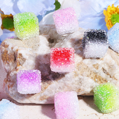 Gradient Acrylic Square Beads 16mm Granulated Sugar Texture 5pcs 12