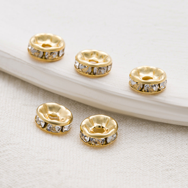 Rhinestone Brass Ripple Spacer Beads 4-10mm 100pcs 3