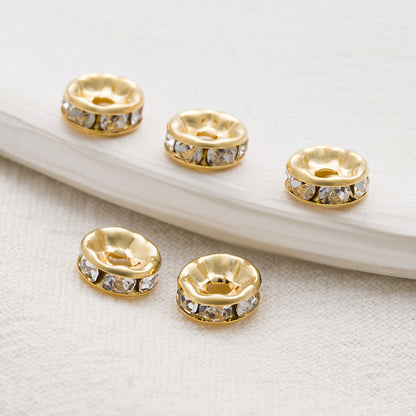 Rhinestone Brass Ripple Spacer Beads 4-10mm 100pcs 3