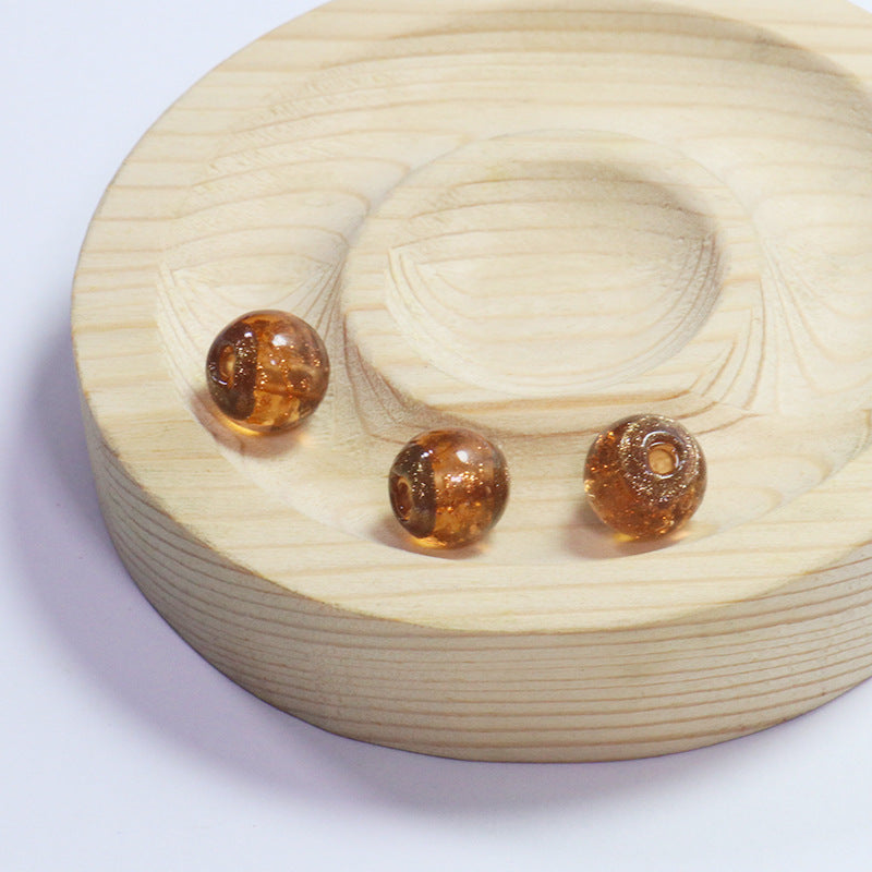 Lampwork Glass Beads Round 10 12 14mm Gold Foil Jewel Toned 5pcs 4