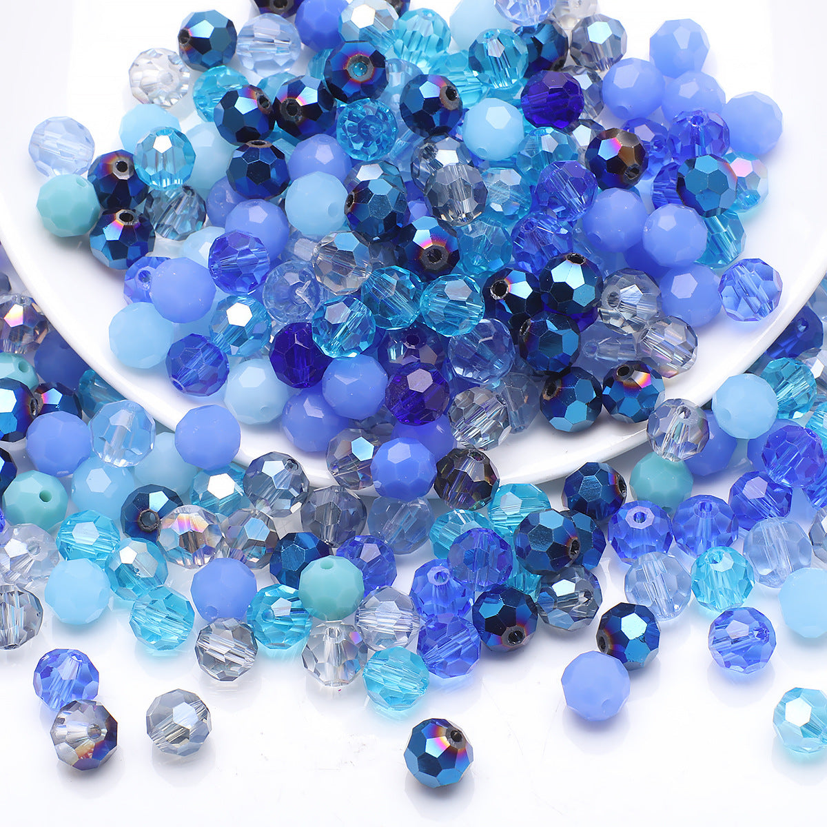Faceted Football Glass Beads 8mm Electroplated Multicolor 50pcs 3