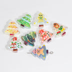 Doodle Christmas Tree Acrylic Beads 20mm Colorful Mixed 10pcs