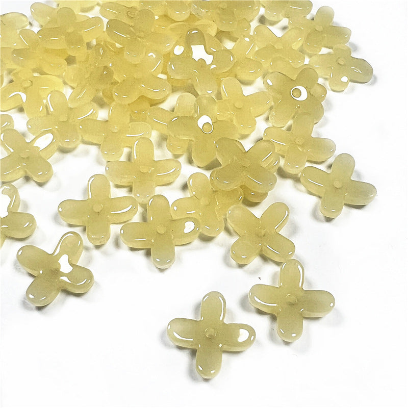 Czech Glass Beads Osmanthus 11.5mm Emerald Green Four-Petal 50pcs 4