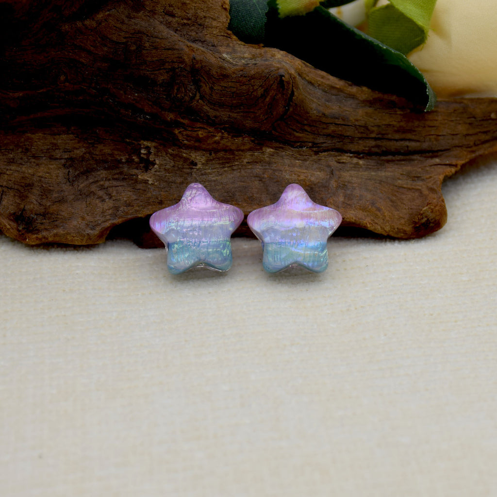 Oil Painting Star Resin Beads 19mm Iridescent Pastel 1pc 2