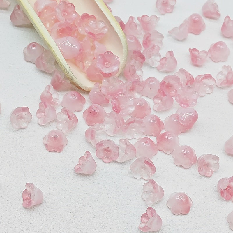 Campanula Flower Glass Beads 7x12mm Frosted Glossy Pastel 50pcs 34
