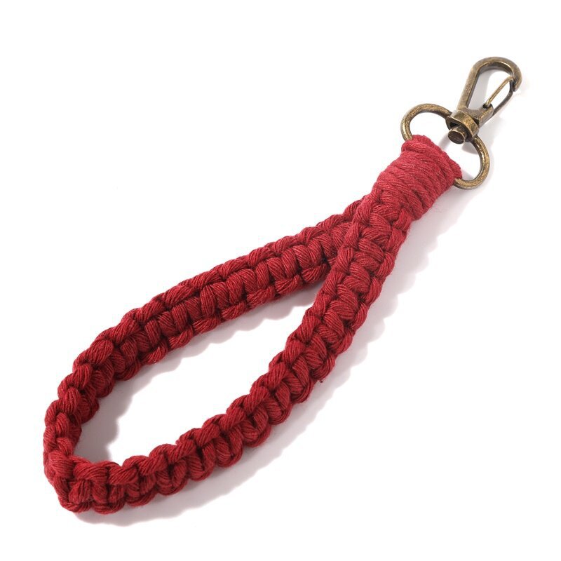 Woven Cotton Rope Wristlet Keychain Pastel Autumn Colors 11