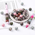 15mm Silicone Beads Rhombus Printed Design 50pcs 7