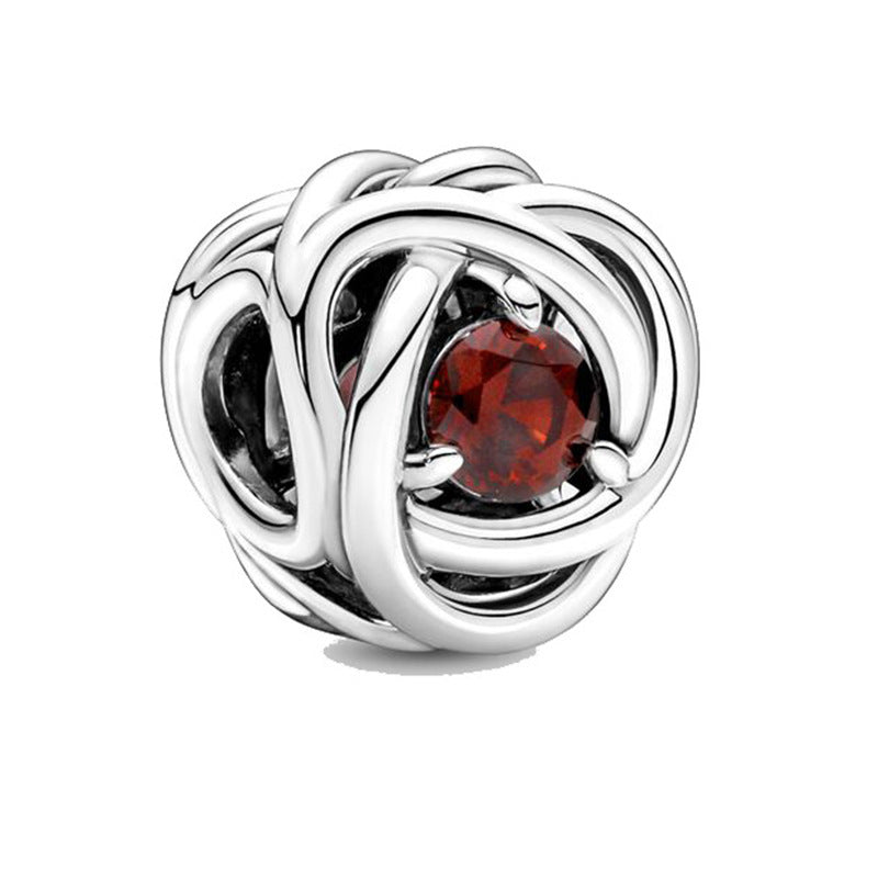 Ball Rhinestone Beads 10mm Birthstone Large Hole Silver Alloy 10pcs 2