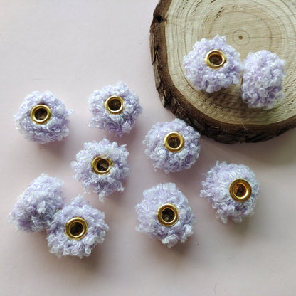 Fabric Fluffy Spacer Beads 15mm Two-Color Teddy 100pcs 9
