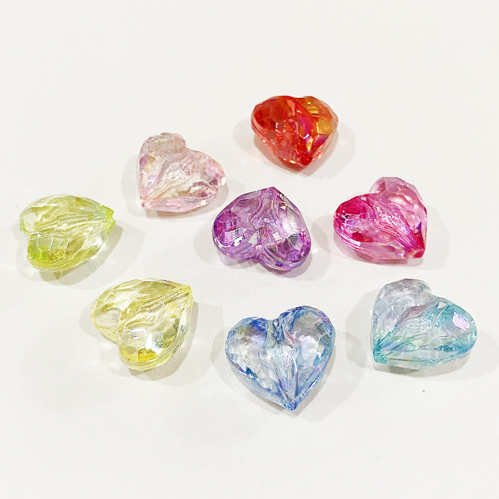 Clear Heart and Star Acrylic Beads 17-20mm Iridescent AB Coated 20pcs 2
