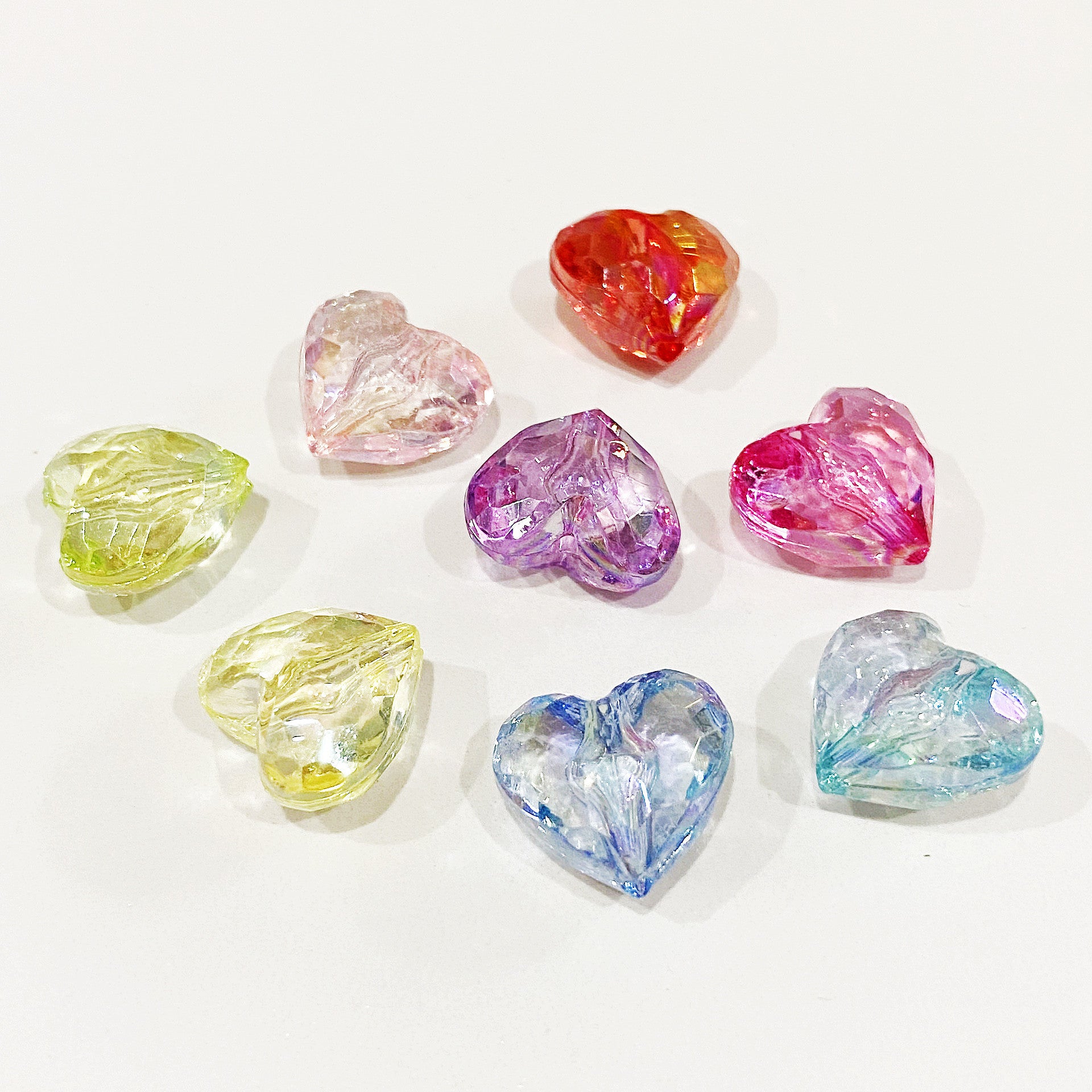 Clear Heart and Star Acrylic Beads 17-20mm Iridescent AB Coated 20pcs 2