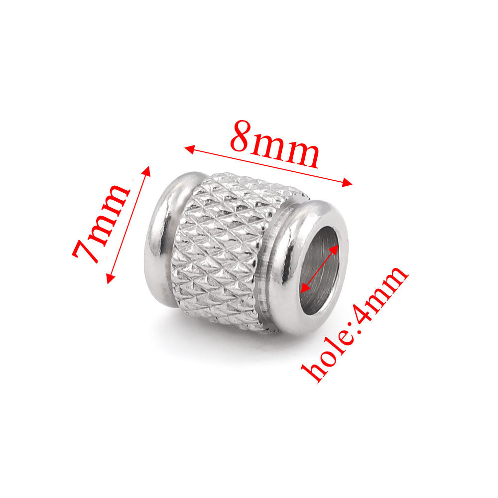 Stainless Steel Tube Metal Beads Patterned 6x7mm and 8mm 20pcs 8