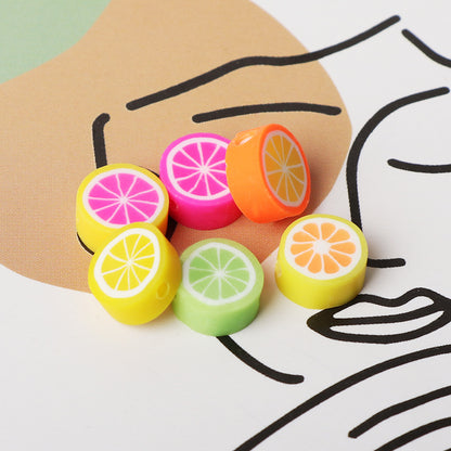 Flat Clay Beads 10mm Colorful Grapefruit Polymer 100pcs 3