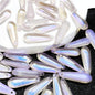 Long Teardrop Glass Beads 22mm Pale Blue Glossy 20pcs 10