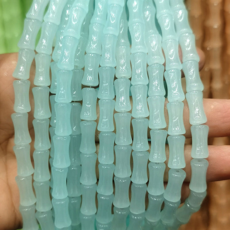 Transparent Bamboo Shape Glass Beads 6x12mm Glossy Finish 5 Strands 24