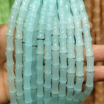 Transparent Bamboo Shape Glass Beads 6x12mm Glossy Finish 5 Strands 24