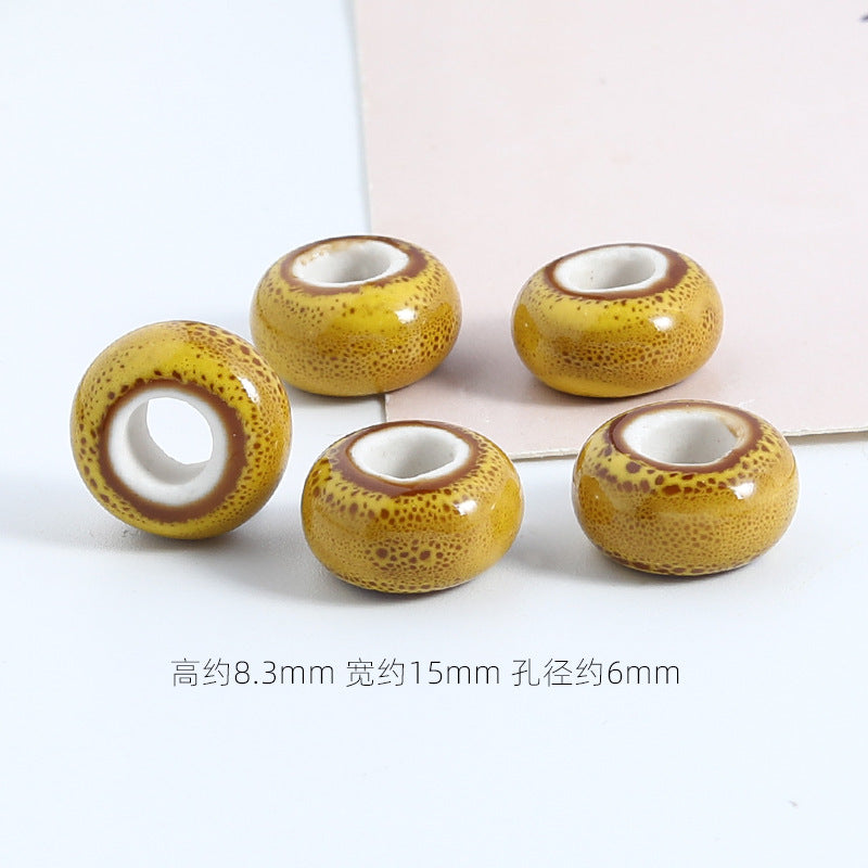 Ceramic Spacer Beads 15mm Fambe Glaze Large Hole 20pcs 7