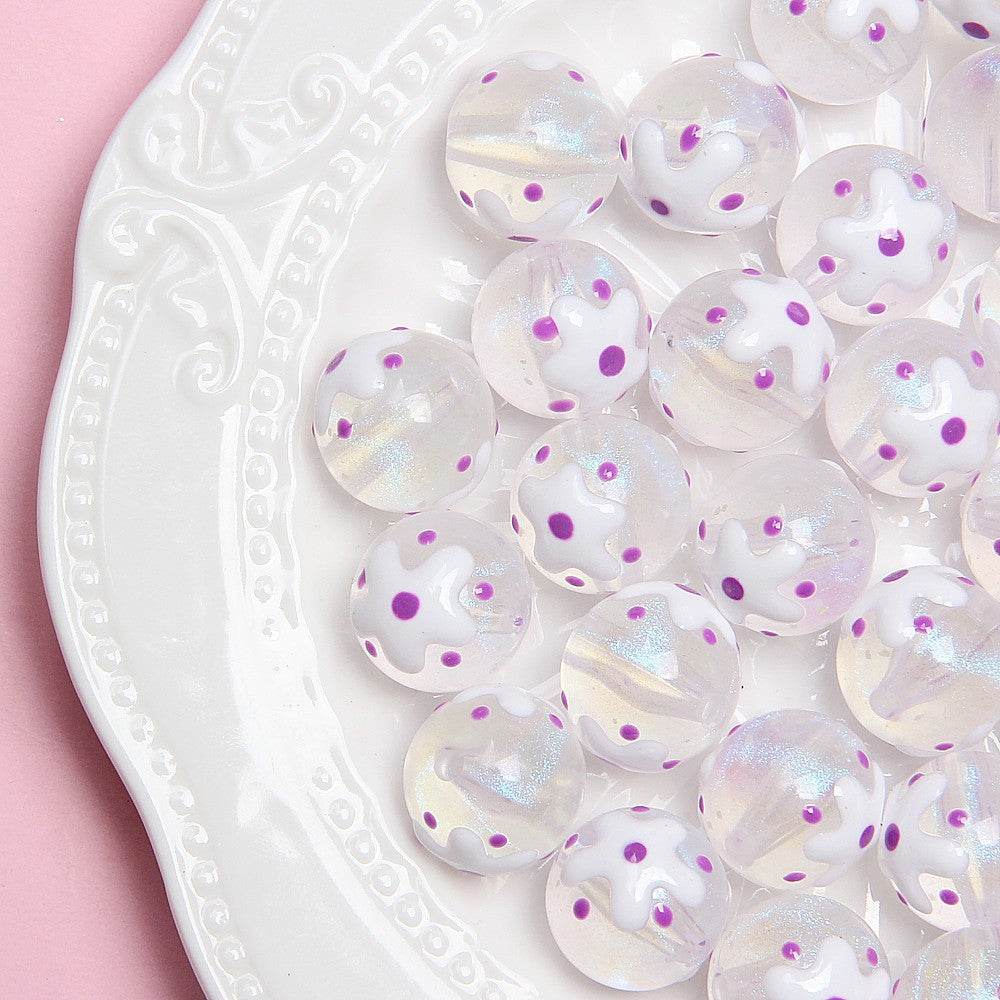 Painted Smiley Face Acrylic Beads 16mm Glow In The Dark 10pcs 19
