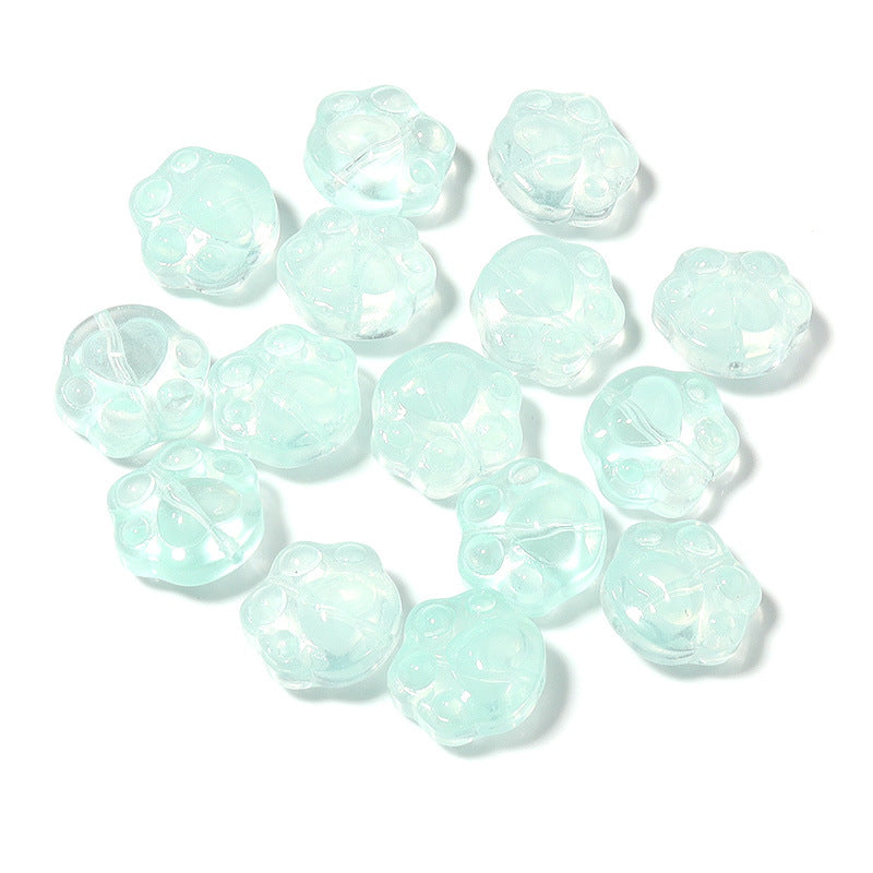 Bear Paw Transparent Glass Beads 14x15mm Assorted Colors 20pcs 10