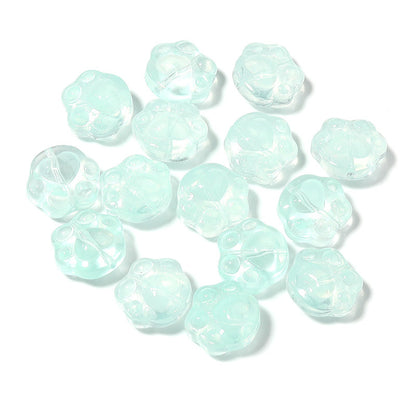 Bear Paw Transparent Glass Beads 14x15mm Assorted Colors 20pcs 10