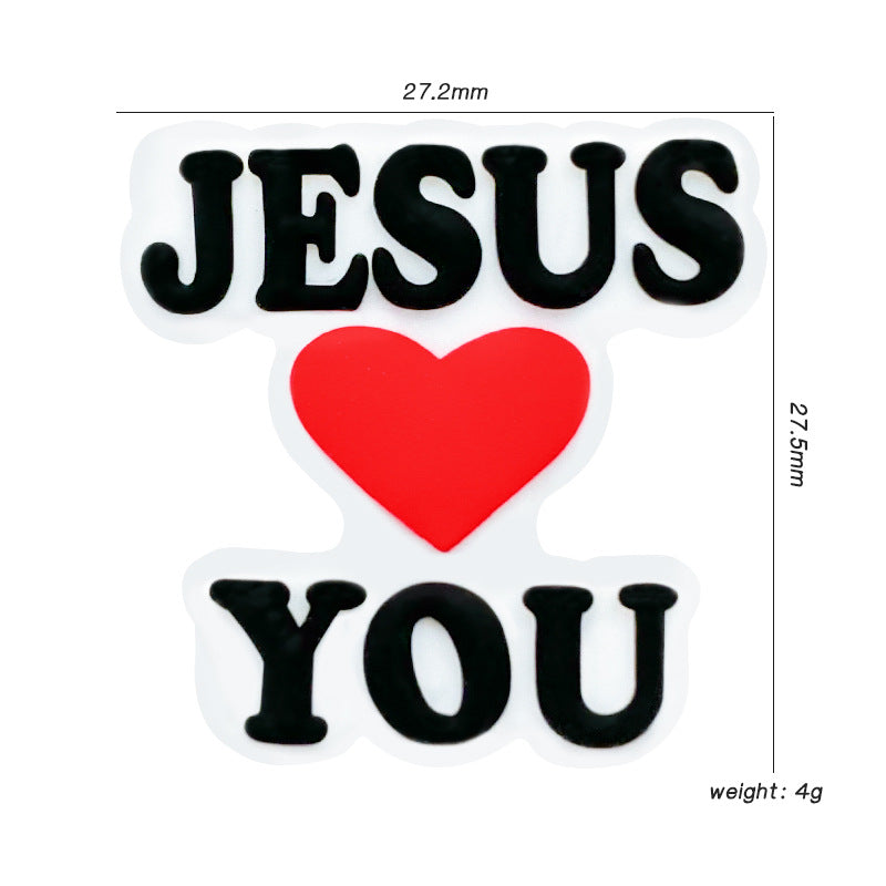 Silicone Focal Beads Love Jesus Heart Message 20pcs
