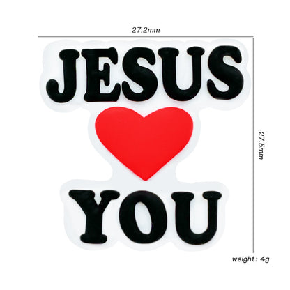 Silicone Focal Beads Love Jesus Heart Message 20pcs