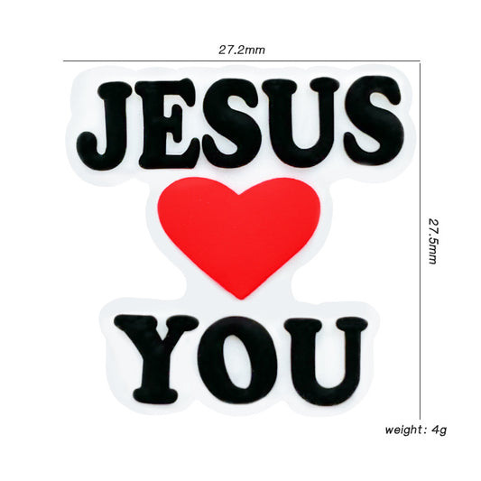Silicone Focal Beads Love Jesus Heart Message 20pcs