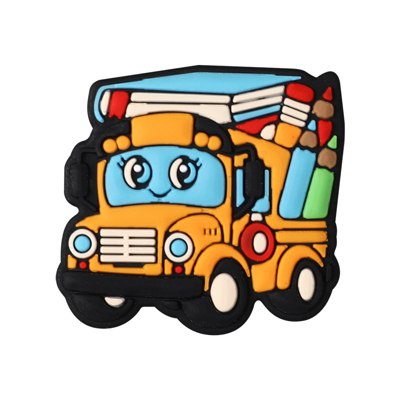 Silicone Focal Beads Cartoon Pencil Apple Holding Book 20pcs 5