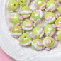 Painted Flower Acrylic Beads 16mm Round 14x18mm Square Purple Hand Painted 1pc 3
