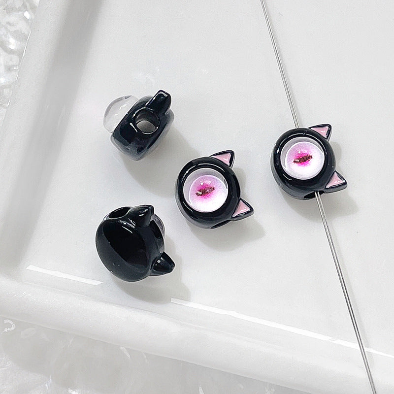 Cat Eye and One-Eyed Beast Metal Beads 10mm Baking Painted 10pcs 13