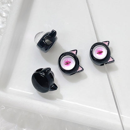 Cat Eye and One-Eyed Beast Metal Beads 10mm Baking Painted 10pcs 13