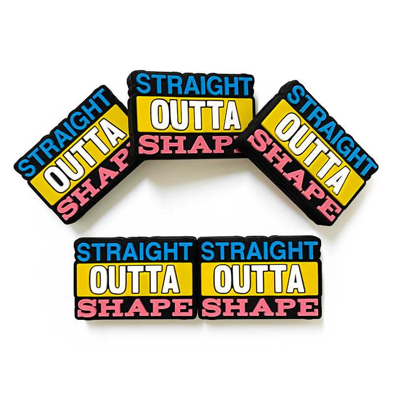 Silicone Focal Beads Straight Outta Shape Bold Text Colorful 20pcs 4