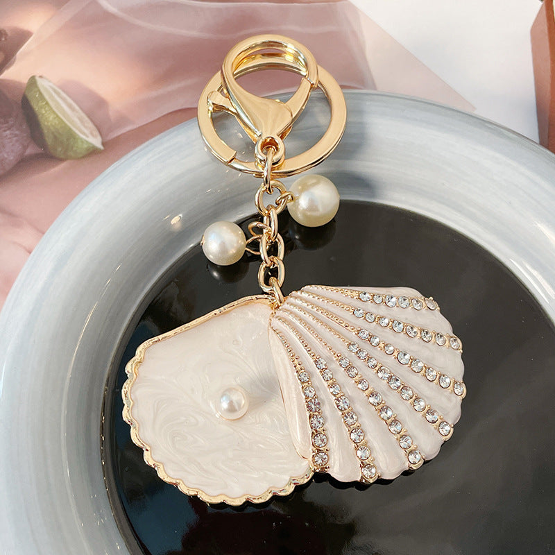 Alloy Rhinestone Shell Keychain with Diamond Pearl Inlay 10.9cm 8