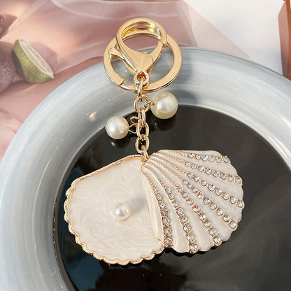 Alloy Rhinestone Shell Keychain with Diamond Pearl Inlay 10.9cm 8