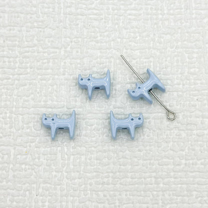 Cat Shaped Metal Beads 12mm Glossy Colorful Painted Alloy 20pcs 11