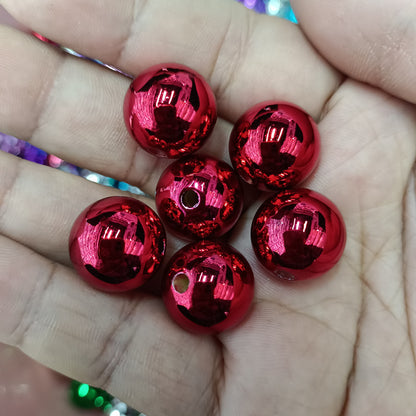 Plating Round Acrylic Beads 16mm Metallic Color Mirror Shine 100pcs 9