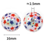 Plating Star Acrylic Beads 16mm UV Independence Day Printed 50pcs 3