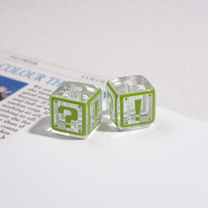 Clear Square Acrylic Beads 14mm Question & Exclamation Mark Pattern 30pcs 9