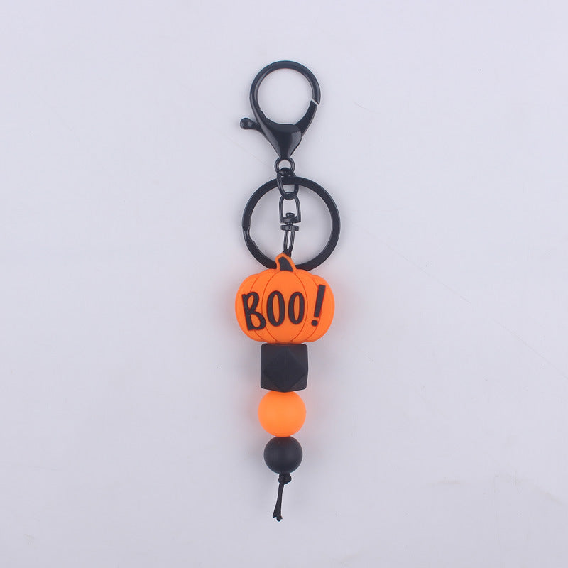 Halloween Silicone Bead Keychain Colorful Spooky Characters Durable 6