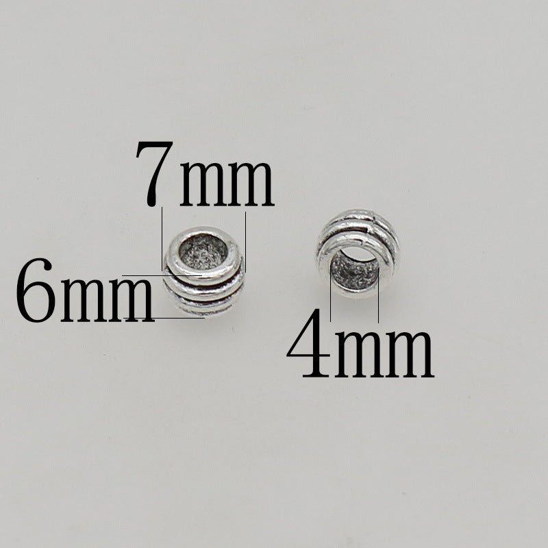 Tube Metal Beads 7mm Threaded Tibetan Large Hole Alloy 100pcs 6