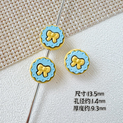Bell and Bow Metal Beads 13mm Baking Painted Colorful 10pcs 14