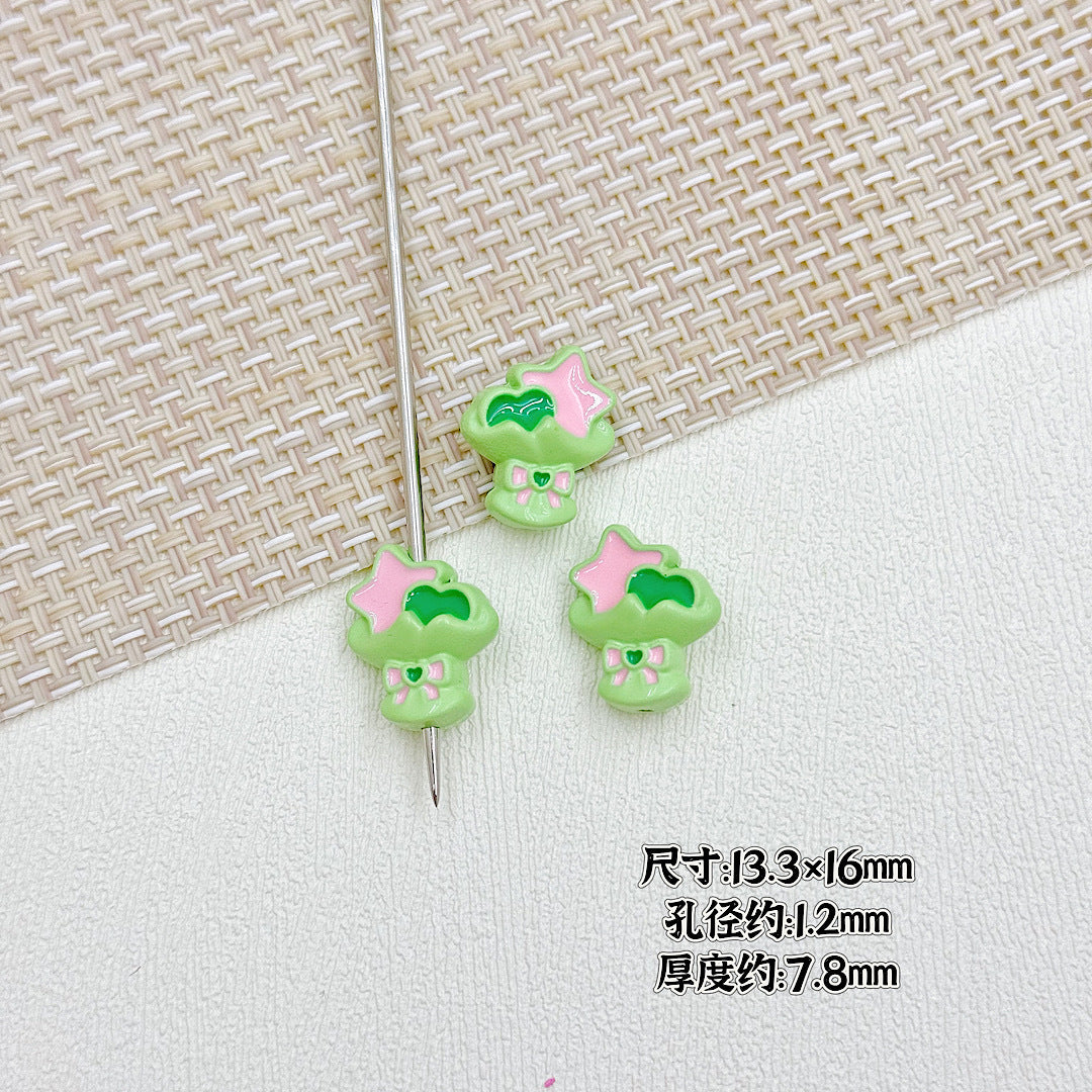 Bouquet and Heart Gift Box Metal Beads 13mm 16mm Pastel Painted 10pcs 6