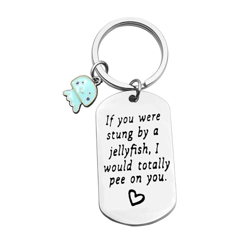 Little Jellyfish Stainless Steel Engraved Relationship Keychain
