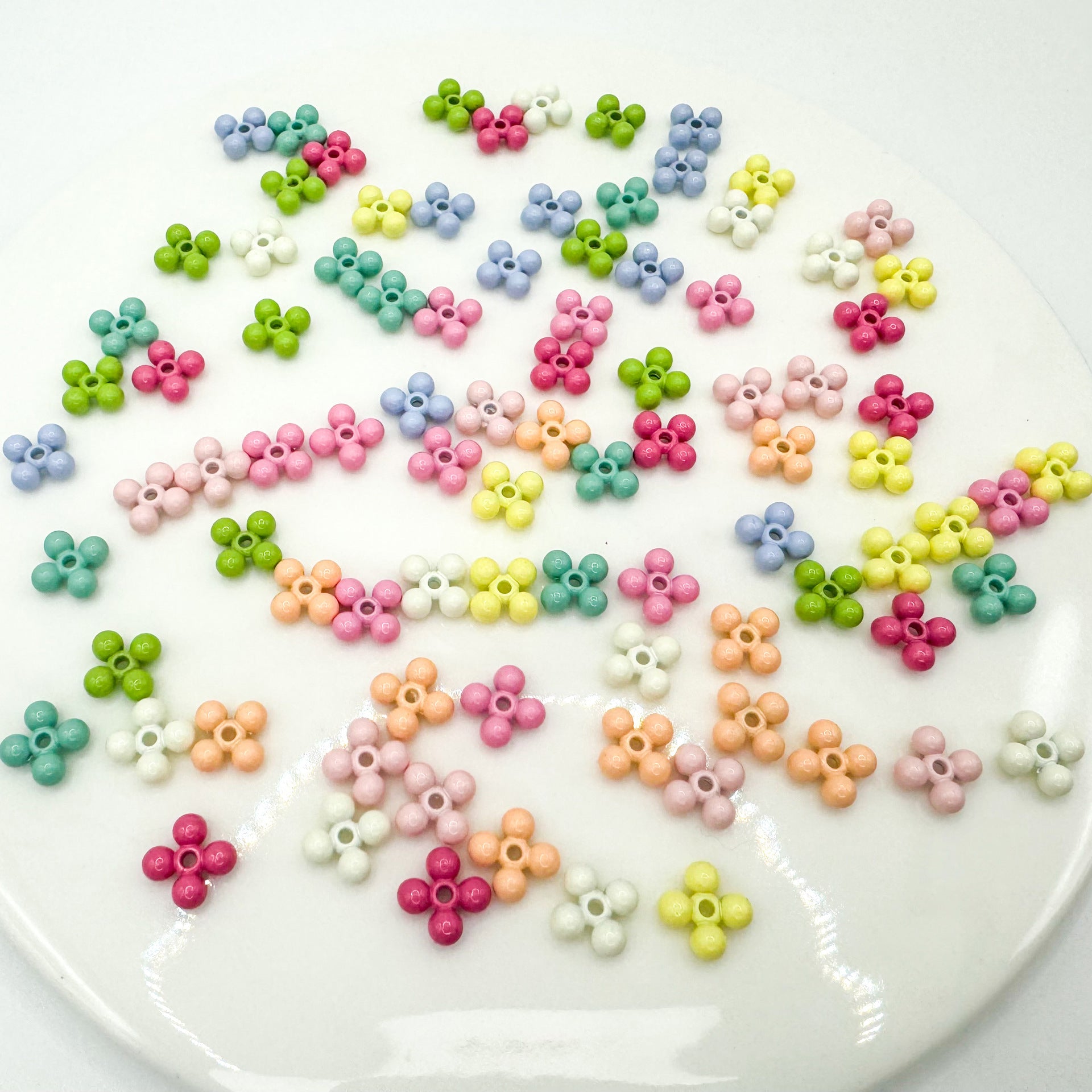 Four Leaf Clover Metal Beads 7.5mm Baking Painted Alloy Spacer 50pcs 2