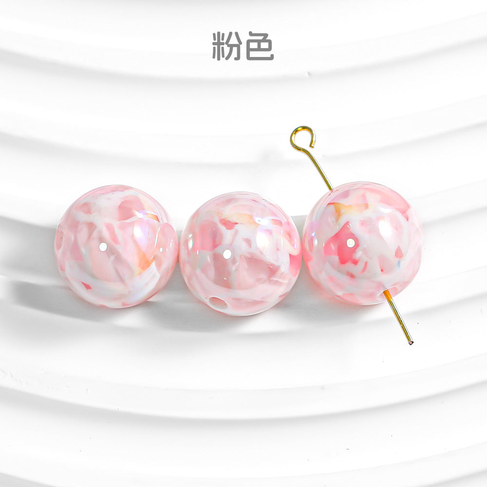 Milk Colored Marbled Resin Beads 16mm Glossy Round 20pcs 6