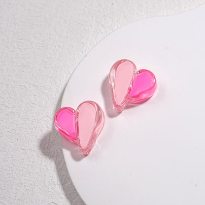 Clear Two-Tone Heart Acrylic Beads 18mm Glossy Enamel Finish 20pcs 16
