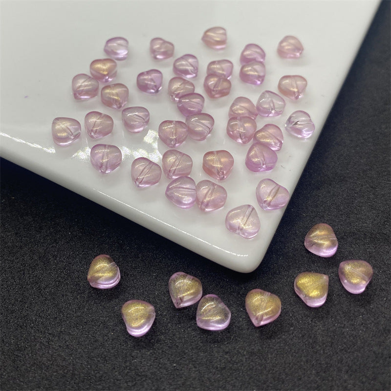 Czech Glass Beads Small Heart 6mm Peach Color 100pcs 7