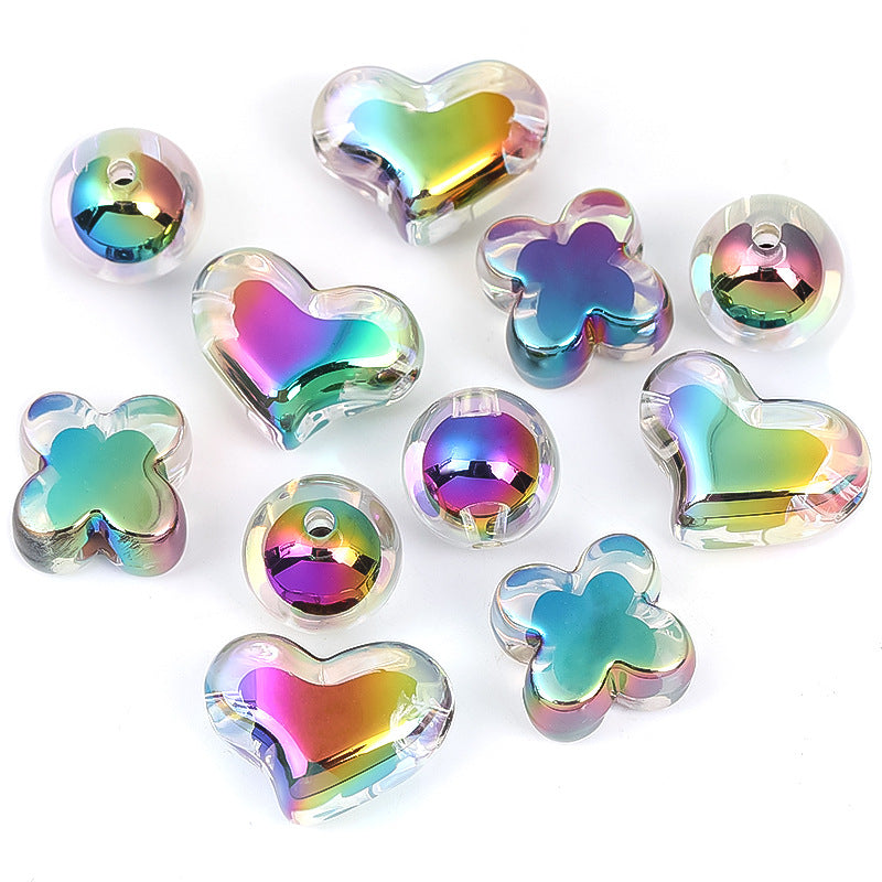 UV Heart Clover Circle Acrylic Beads 14-15.5x21mm Iridescent 30pcs 3