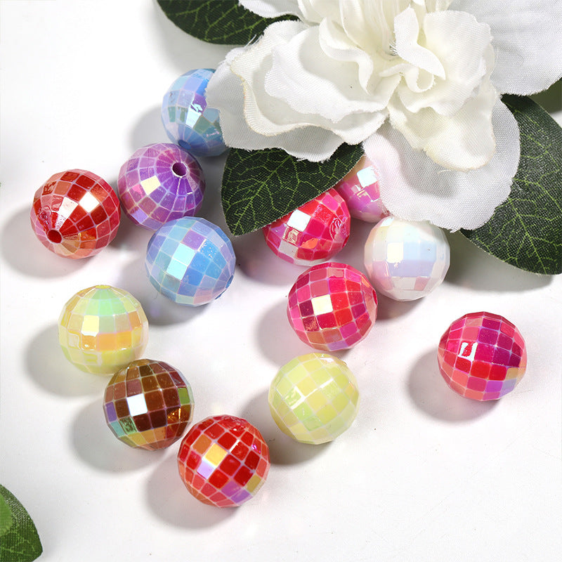 UV Plating Faceted Disco Acrylic Beads 16mm Multicolor 50pcs 4