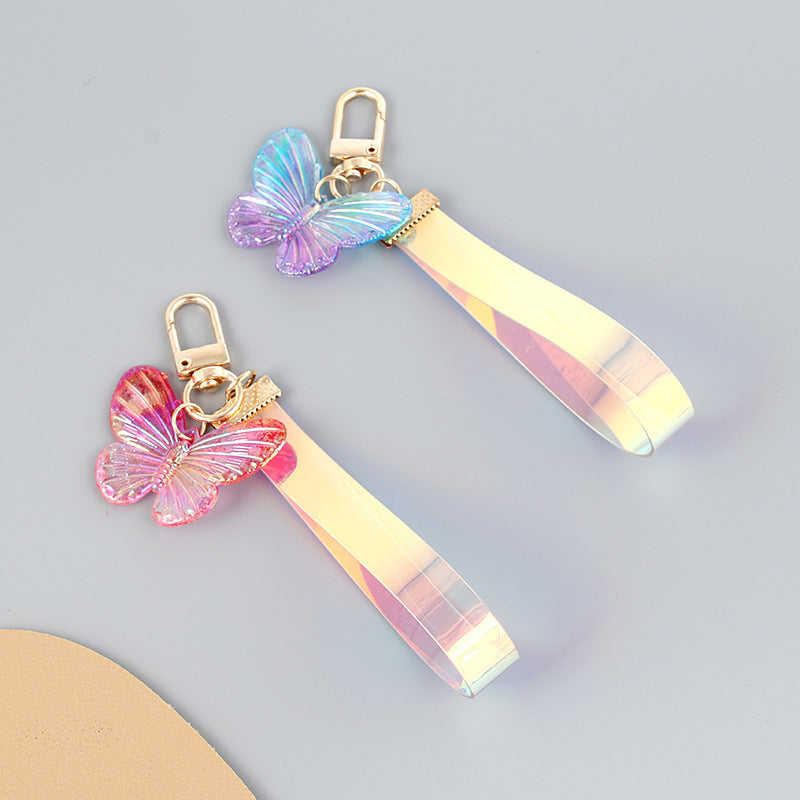Acrylic Gradient Crystal Butterfly Wristlet Keychain Colorful 4